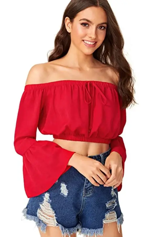 blusa off the shoulders roja