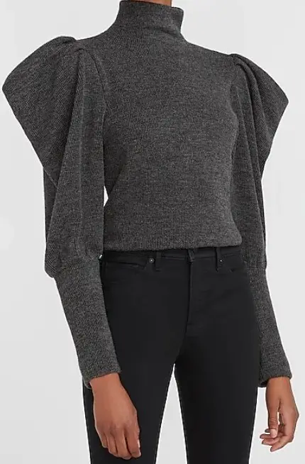 puff sleeves turtle neck